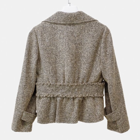 Valentino Brown Tweed Ruffle Jacket - Picture 2 of 10